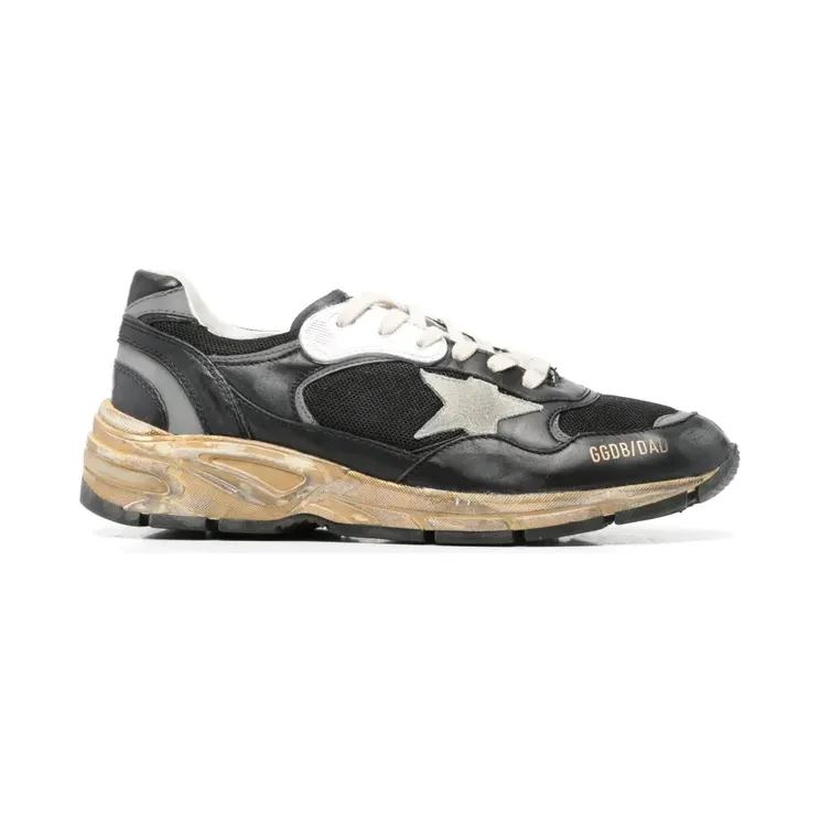 Golden Goose Dad-Star aus schwarzem und silbernem Mesh und Nappaleder mit eisgrauem Stern (GMF00884F003270)