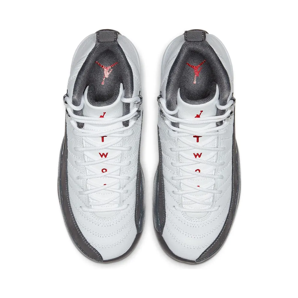 Jordan 12 Retro White Dark Grey (GS) White/Dark Grey-Gym Red (153265-160)