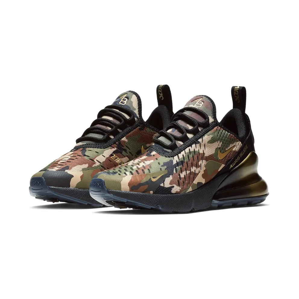 Nike Air Max 270 Doernbecher 2018 (GS) Black/Metallic Gold-Medium Olive-Fauna Brown-Desert (BV7249-001)