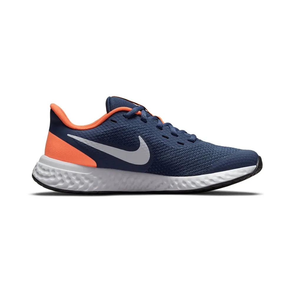 Nike Revolution 5 Blue “Midnight Navy / Orange / White” (BQ5671-410)