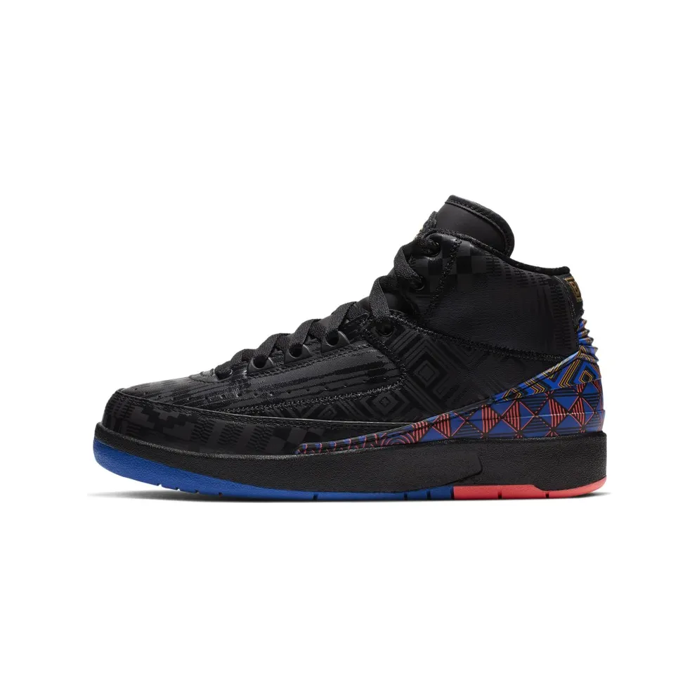 Jordan 2 Retro Black History Month 2019 (GS) Black/Metallic Gold-Black-Hyper Cobalt (CI2972-007)