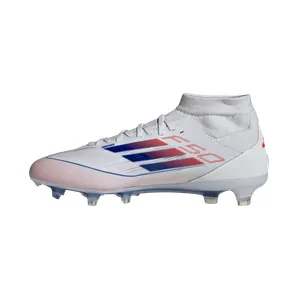 Adidas F50 Pro Mid-Cut FG “Cloud White Lucid Blue Solar Red” (ID9187)