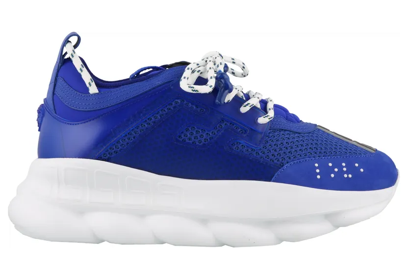 Versace Chain Reaction Blue Mesh Rubber Suede