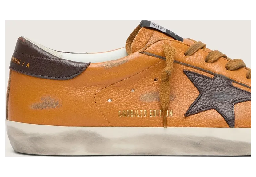Golden Goose Super-Star Ltd In Orange Leather With Brown Star (GMF00101.F008574.30250) (4)