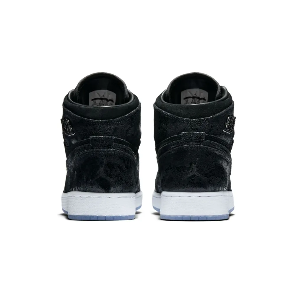 Jordan 1 Retro High Heiress Black Suede (GS) Black/Black-White-Gym Red (832596-001)