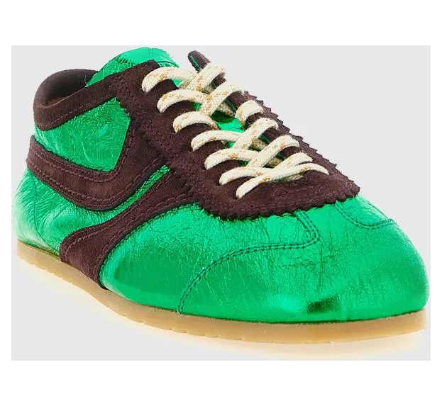 Dries Van Noten Laminated Leather Sneakers Green (2610117220207608)