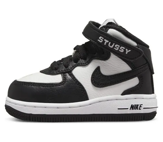 Nike x Stüssy Force 1 Miden voor baby’s/peuters Zwart (DN4160-002)