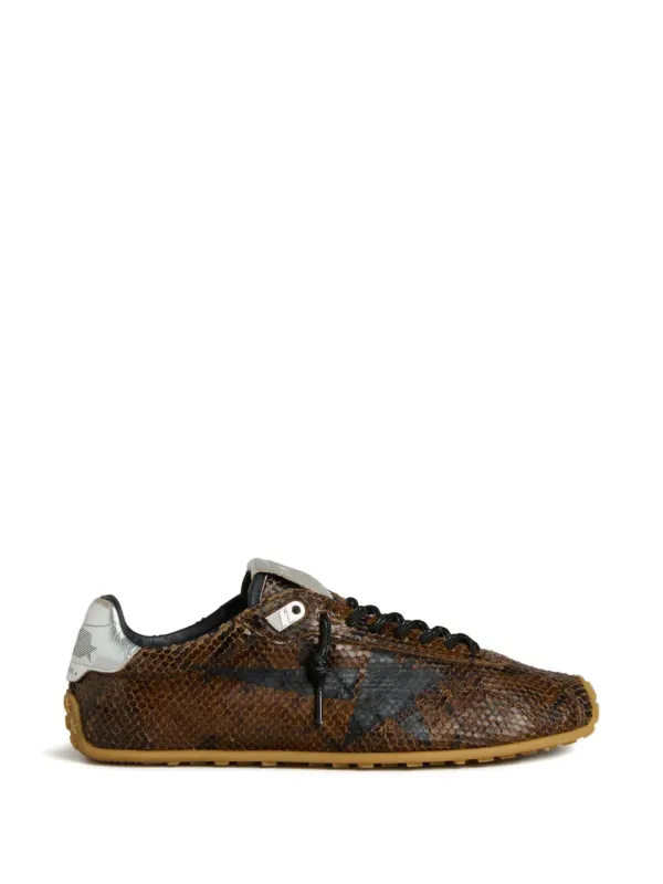 Golden Goose Marathon Speed leren sneakers with print – Brown (GWF00892F007837)