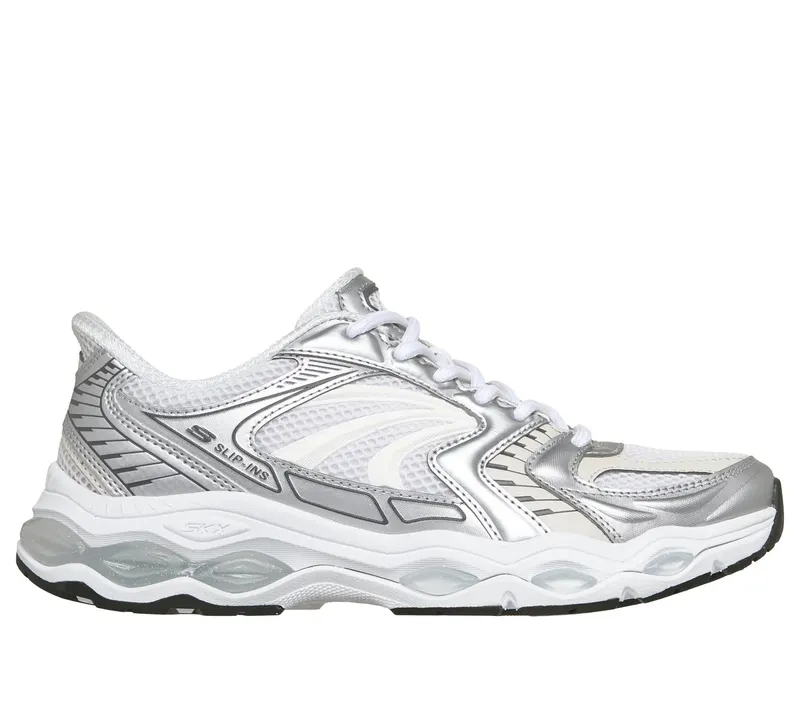 Skechers Slip-ins: Skech-Gel – Retro Pulse Sneaker Wht/Black/Silver