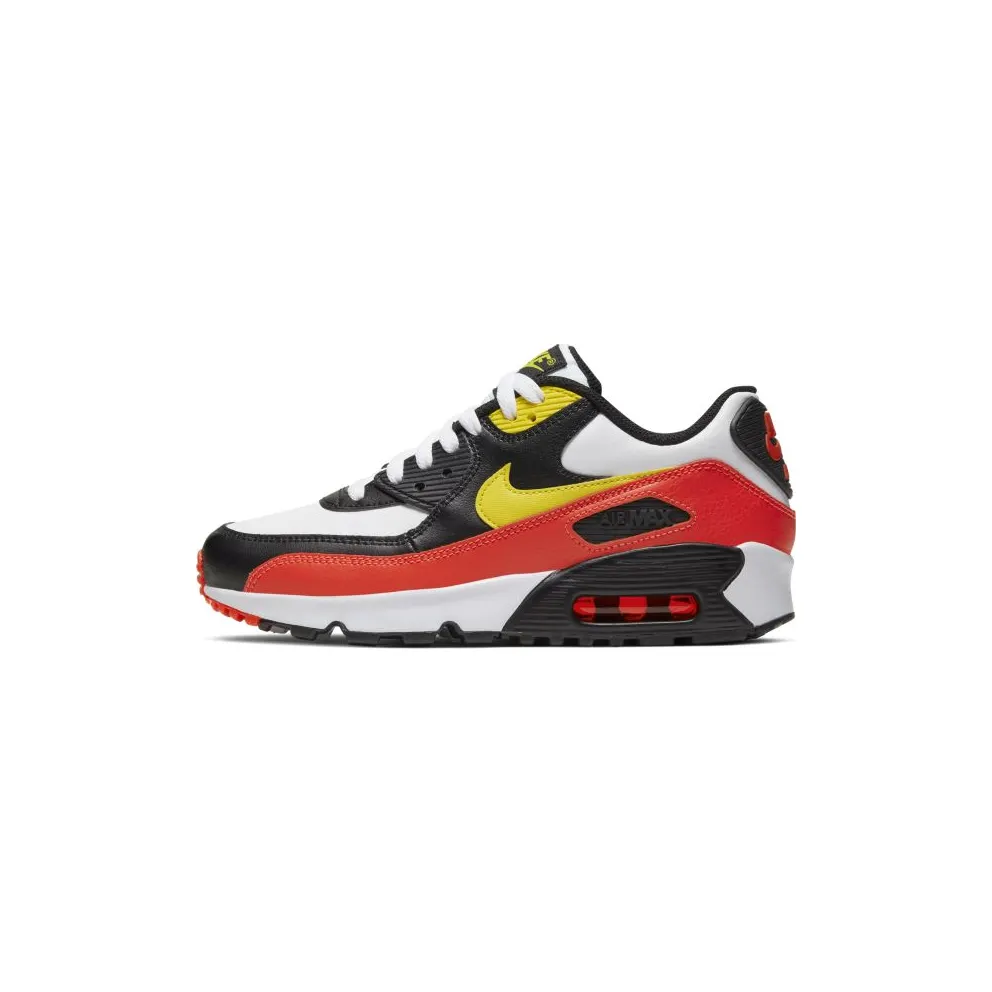Nike Air Max 90 White Yellow Black Crimson (GS) White/Chrome Yellow-Black-Bright Crimson (833412-120)
