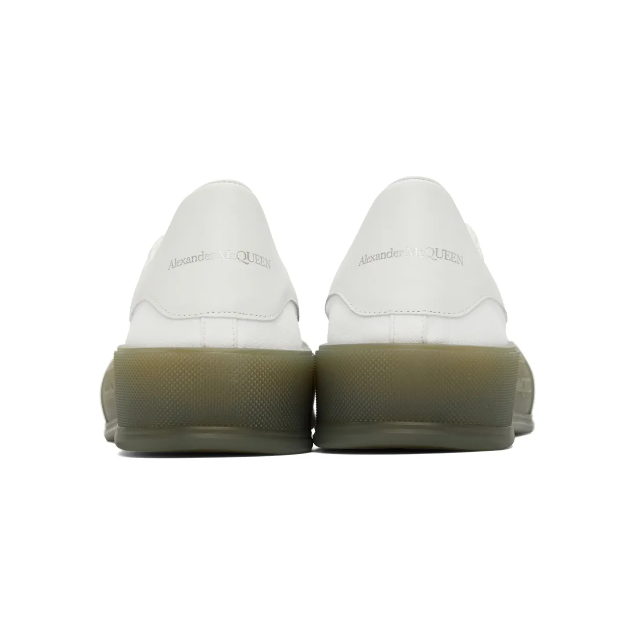 Alexander McQueen White & Khaki Deck Plimsoll Low Sneakers (667819W4MVW) (2)
