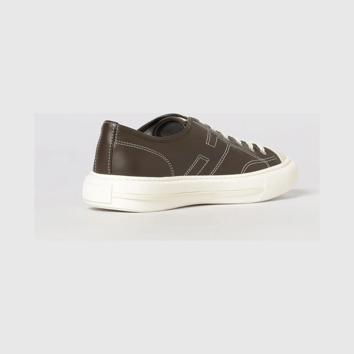 Hogan Rebel Low-Top Sneakers in Smooth Calfskin with Side H Logo Brown (HXM6910FZ60UYE32TQ) (2)