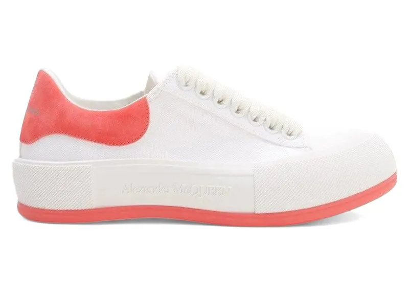 Alexander McQueen Deck Skate Plimsoll Lace-Up White Coral (654593 W4MV7 9097)