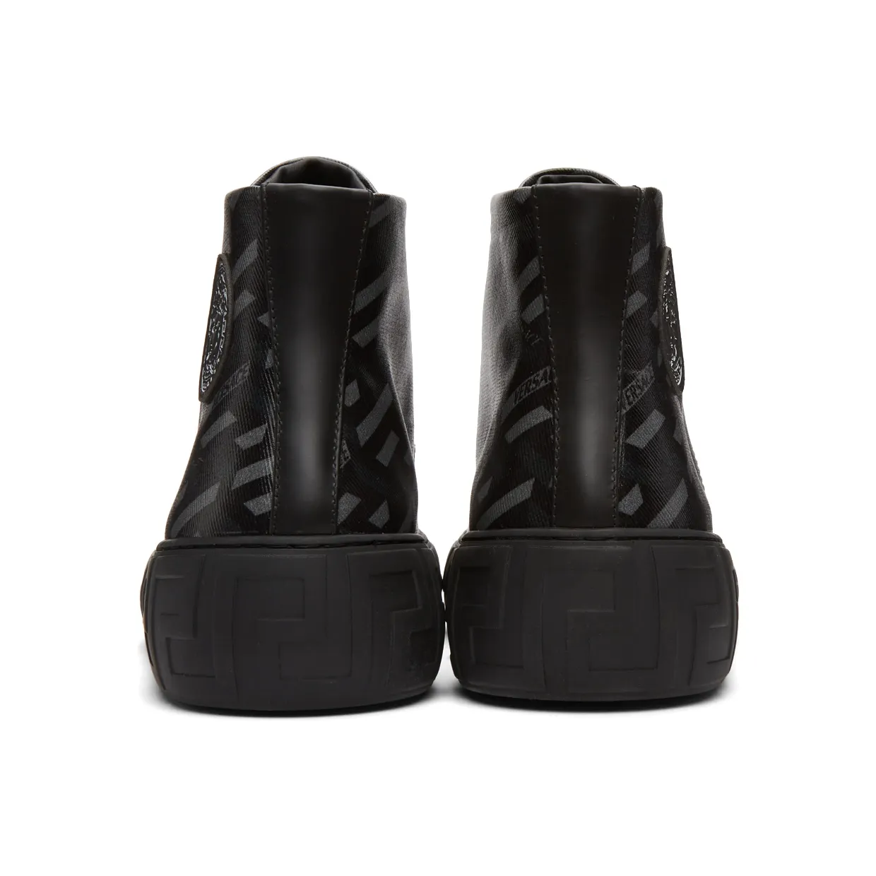 Versace Black & Grey ‘La Greca’ High-Top Sneakers (DSU8403 1A01726) (4)