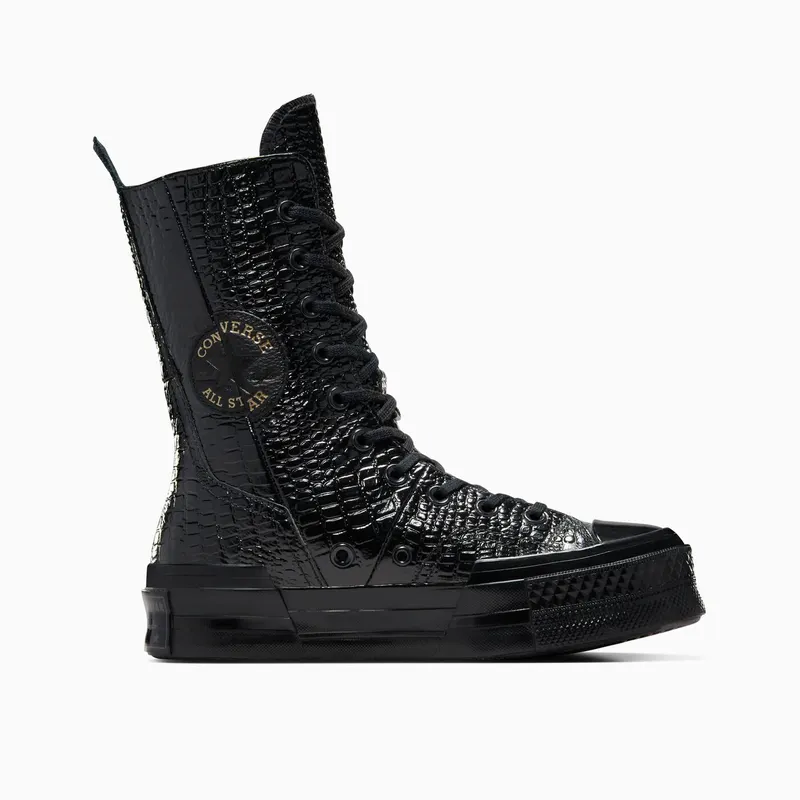 Converse Chuck 70 Plus XHi Leather Black/Black/Light Gold (A09381C)