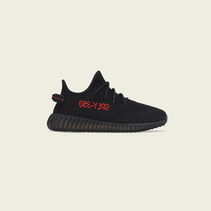 adidas Yeezy Boost 350 V2 Black Red (Kids) Black/Black/Red (GZ8655)