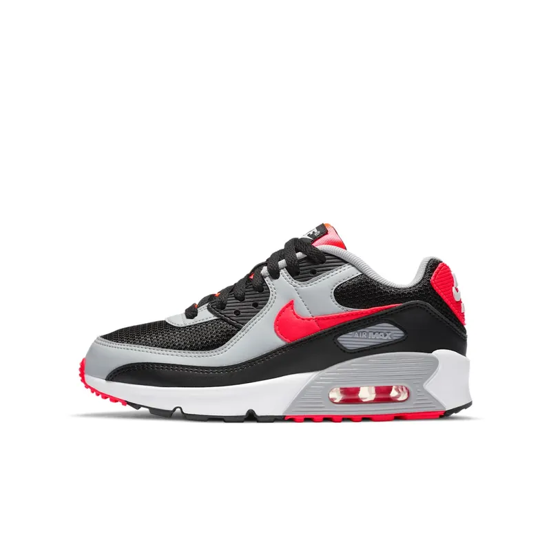 Nike Air Max 90 Black Radiant Red Wolf Grey (GS) Black/Radiant Red-White-Wolf Grey (CD6864-009)