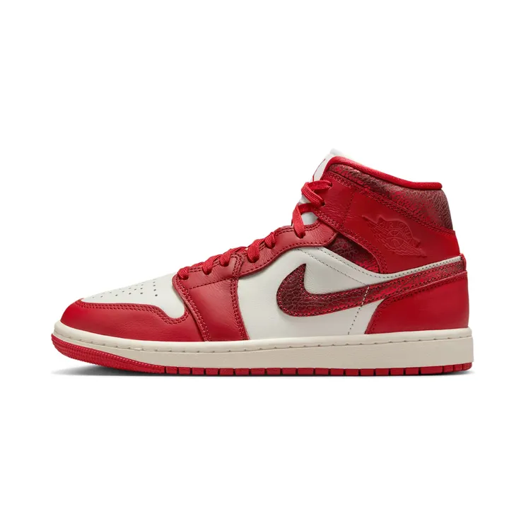 Air Jordan 1 Mid Red Cracked Leather “Sail / Team Red / Varsity Red” (HJ9337-106)