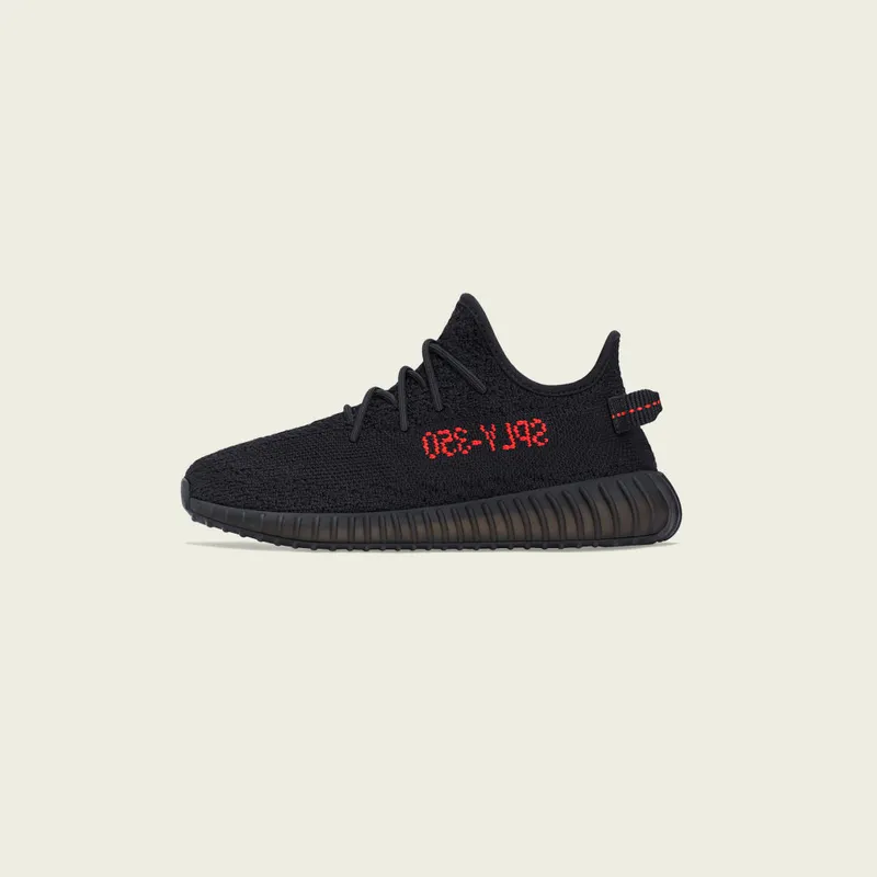 adidas Yeezy Boost 350 V2 Black Red (Kids) Black/Black/Red (GZ8655)