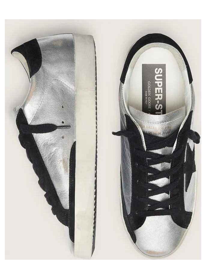 Golden Goose Super-Star In Silver Leather With Contrasting Inserts (GWF00101.F000312.60246) (4)