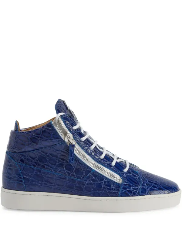 Giuseppe Zanotti Kriss mid-top sneakers with krokodillen-reliëf – Blue (RU10072K55)