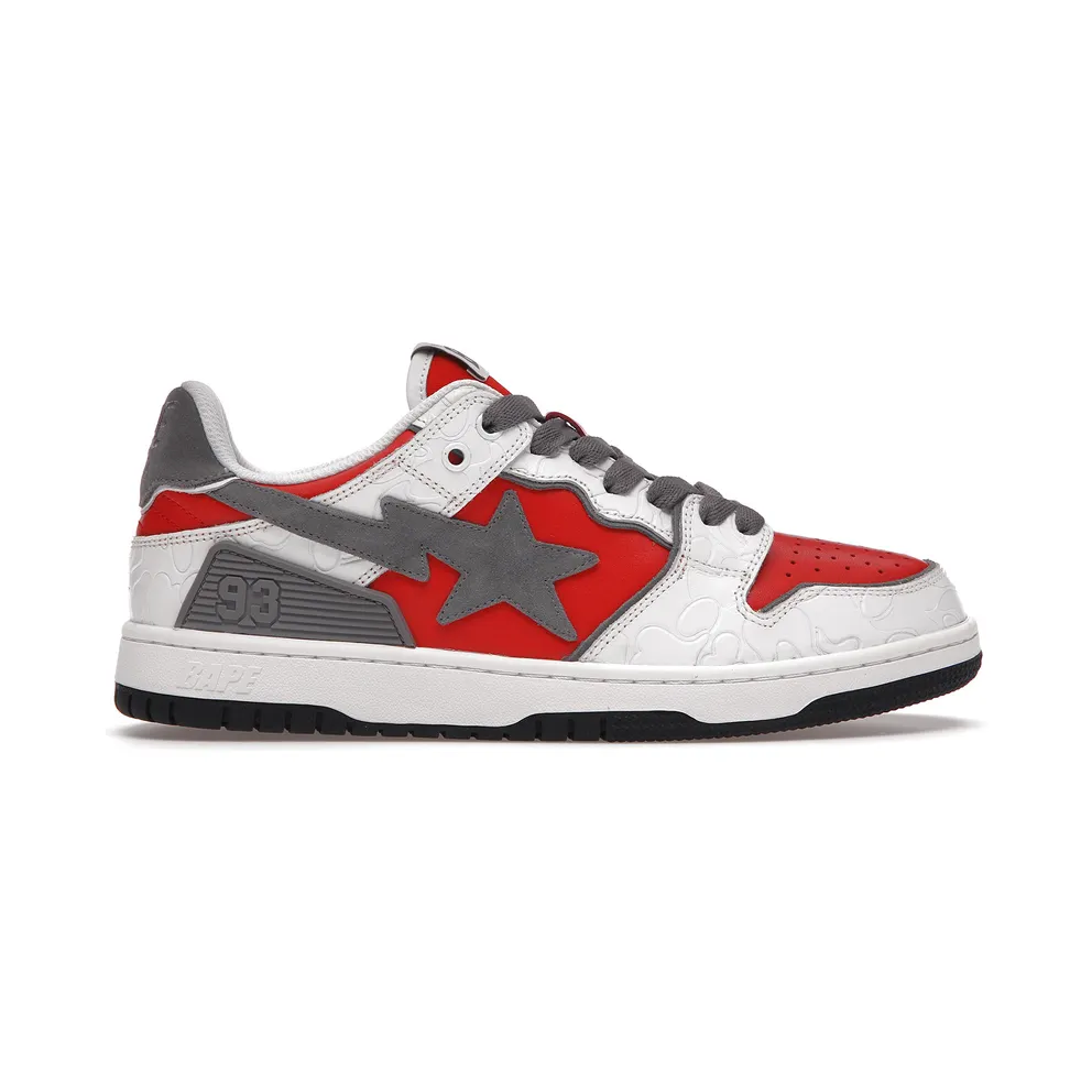 A Bathing Ape Bape SK8 Sta White Red (001FWH801017_RED_A)