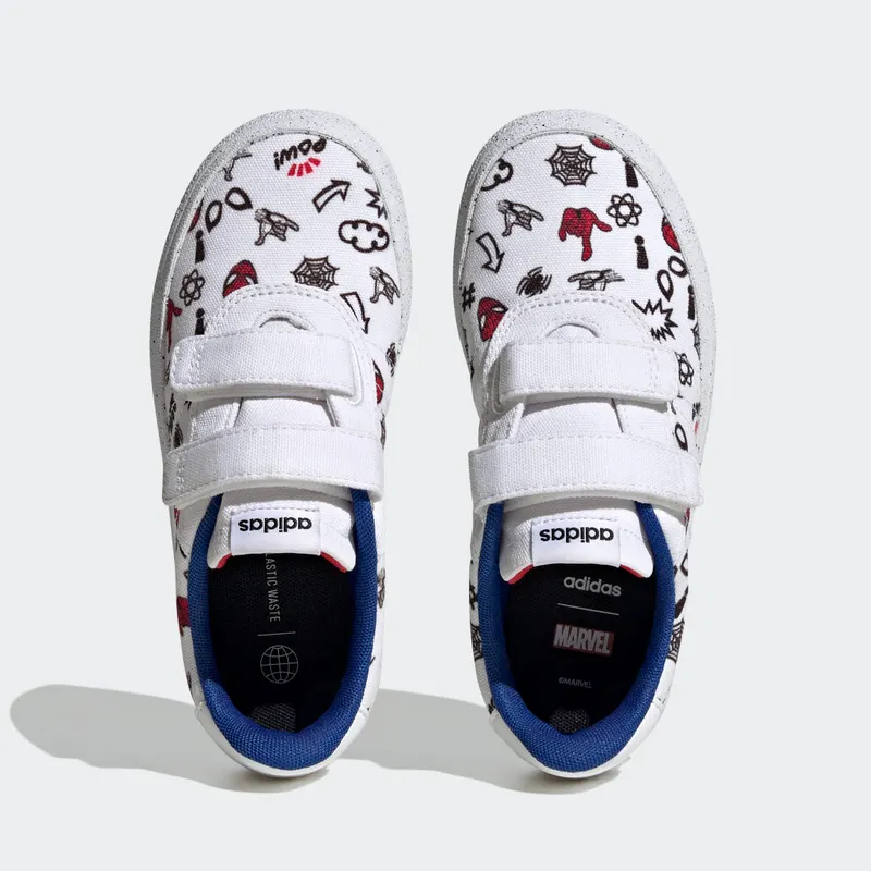 Adidas adidas x Marvel VULCRAID3R Spider-Man Lifestyle Skateboarding Hook-and-Loop Cloud White / Cloud White / Better Scarlet (HP7750)