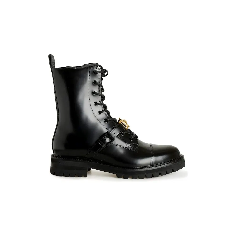 Versace Patent Leather Combat Boots Black (1009709 1A02207 1B00V)