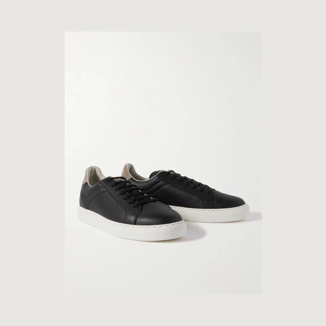Brunello Cucinelli Suede-Trimmed Full-Grain Leather Sneakers Black (MZUASBJ264) (3)
