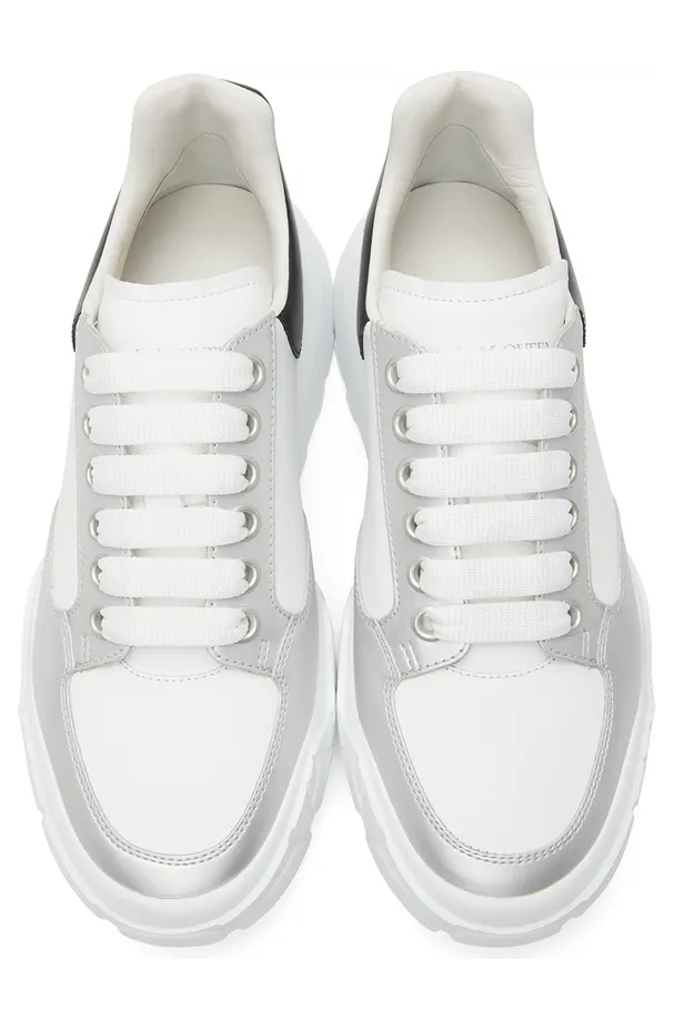Alexander McQueen White & Silver Court Trainer Sneakers (662663WIA96) (5)
