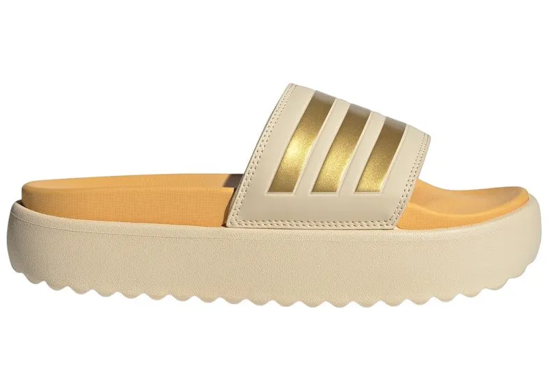 adidas Adilette Platform Slides Crystal Sand Gold Metallic Semi Spark (IF3422)