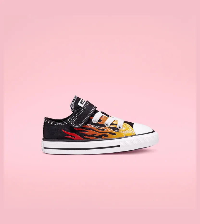 Converse Archive Flames Hook and Loop Chuck Taylor All Star Low Top Black/enamel Red/fresh Yellow (766199C)