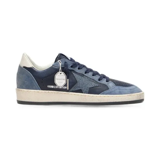 Golden Goose Ball Star Ltd in dark-blue leather with light-blue Swarovski crystal star and suede inserts “Blue” (GWF00117F008556)
