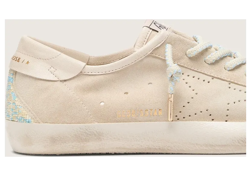 Golden Goose Men’S Super-Star In Cream Suede With Perforated Star And Bead Insert (GMF01077.F008597.15581) (4)