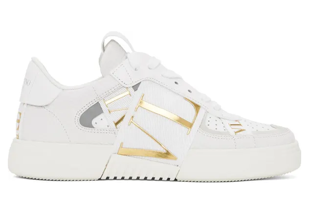 Valentino White and Gold Valentino Garavani VL7N Sneakers (VW2S0V66KIG)