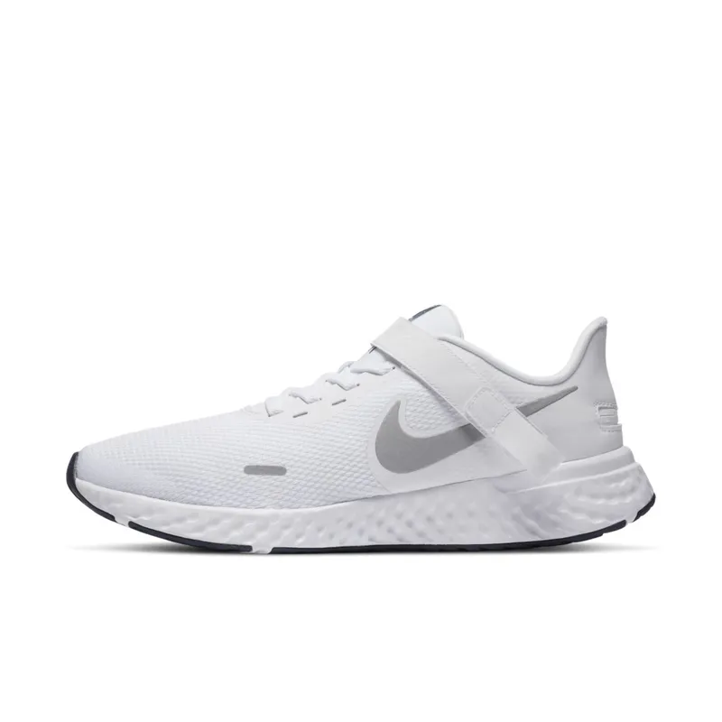 Nike Revolution 5 FlyEase White White/Midnight Navy/Metallic Silver (BQ3211-102)
