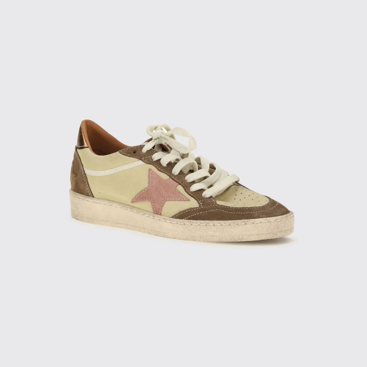 Golden goose Ball Star Low-Top Trainers in Suede Calfskin with Distressed Effect Yellow (GWF00117F00870983402)