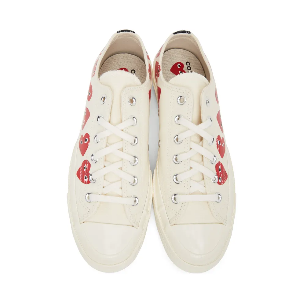 Comme des Garçons Play Khaki Converse Edition Multiple Hearts Chuck 70 Low (P1K117)