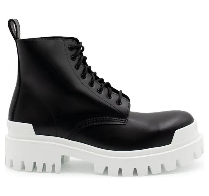 Balenciaga Strike Lace-Up Boot Black White (589338WA9671090)
