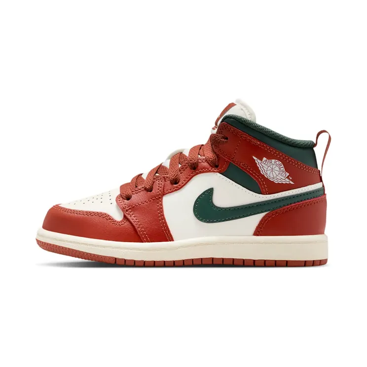 Air Jordan 1 Mid PS “Sail / Pure Platinum / Redstone / Midnight Green” (DQ8424-105)