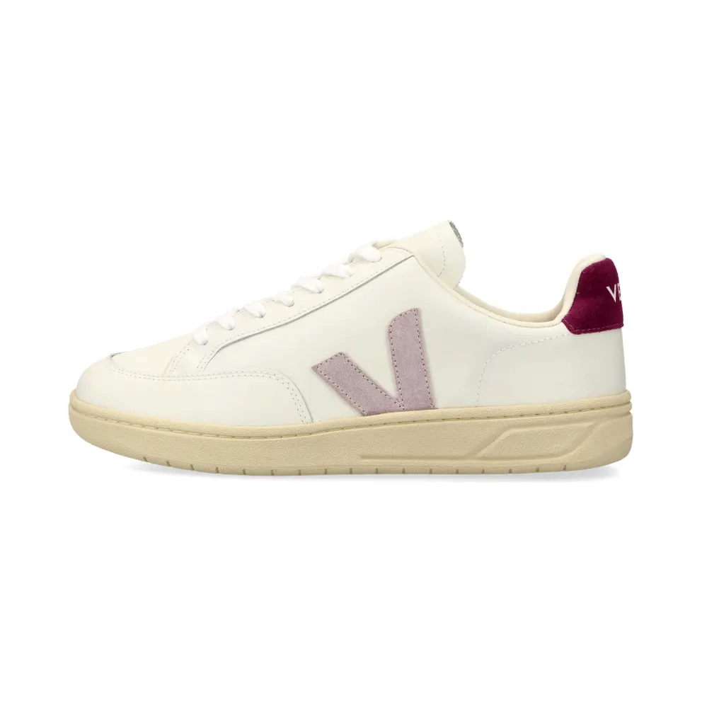 VEJA V-12 Leather (extra white / parme magenta) – XD0203301