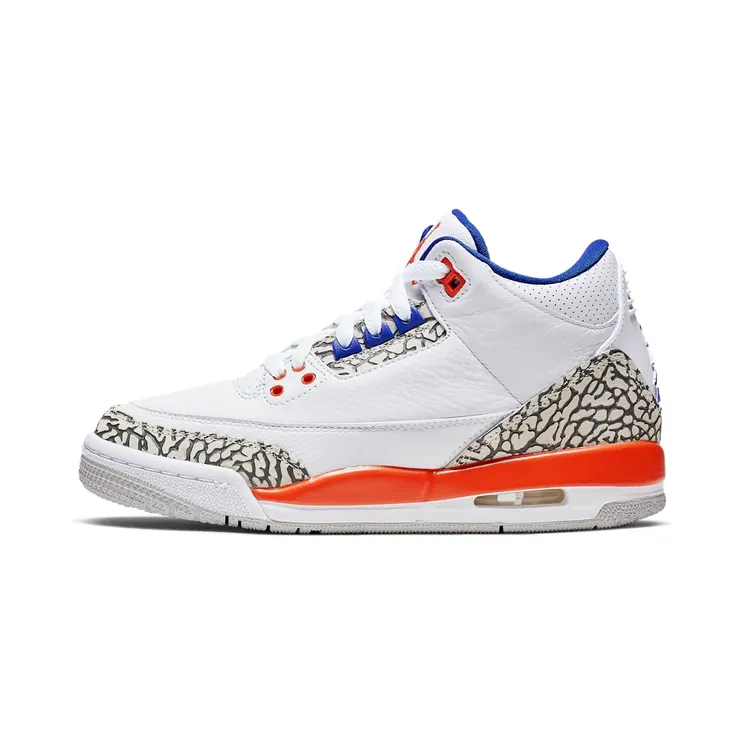 Air Jordan 3 Retro GS Knicks “White / University Orange / Tech Grey / Old Royal” (398614-148)