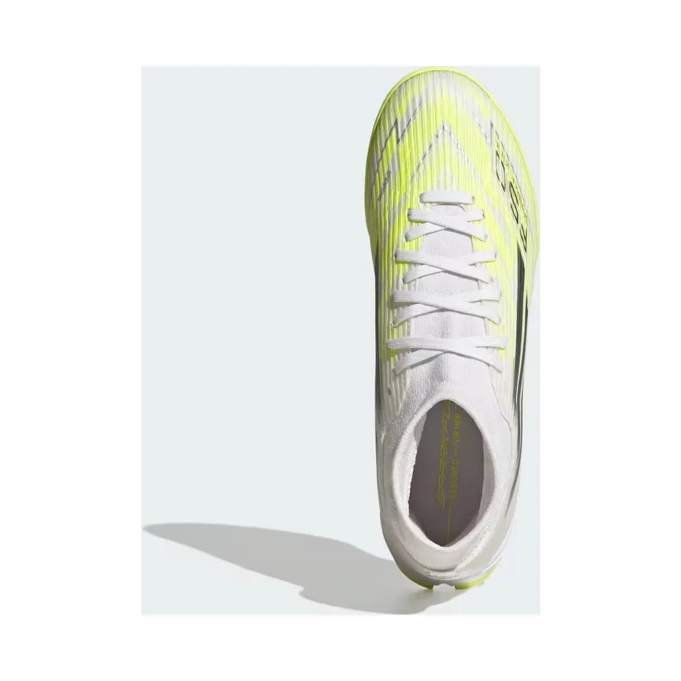 adidas F50 Sparkfusion League Mid Cut Turf Football Shoes Womens “Cloud White / Iron Metallic / Hi-Res Yellow” (JR9004)