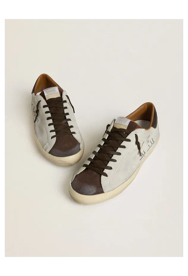 Golden Goose Super-Star Ltd In Gray Suede With Perforated Star And Ebony Suede Tongue (GMF01012.F007873.60642) (2)