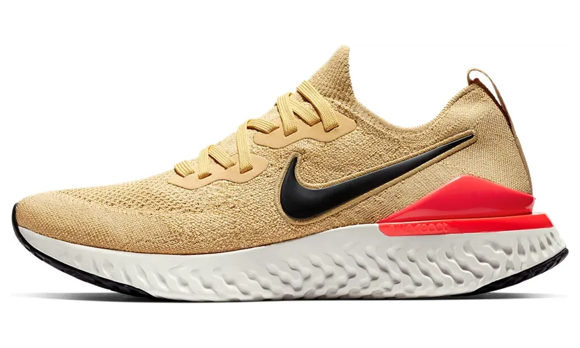 Nike Epic React Flyknit 2 Club Gold Black Red Orbit