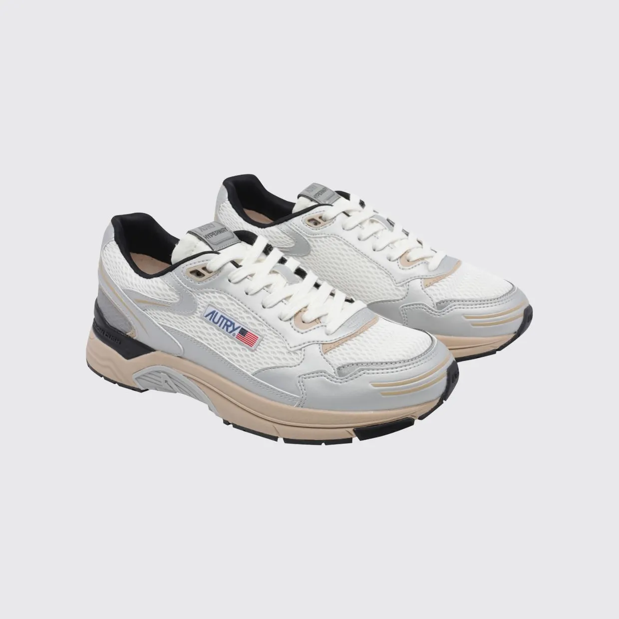 Autry Hyperway Bicolour Leather and Mesh Low-Top Sneakers White (HYLMMV13)