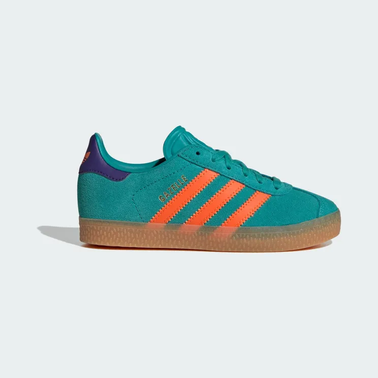 Adidas Gazelle PS “Pure Teal Impact Orange Collegiate Purple” (JR5946)