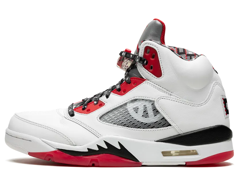 Air Jordan 5 Quai 54 White University Red Black (2021) (DJ7903-106)