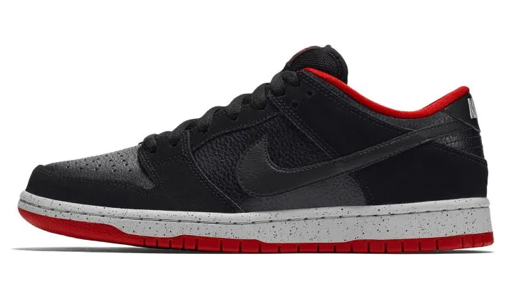 Nike SB Dunk Low Pro ‘Black Cement’ Black/Wolf Grey/University Red/Black (304292-050)