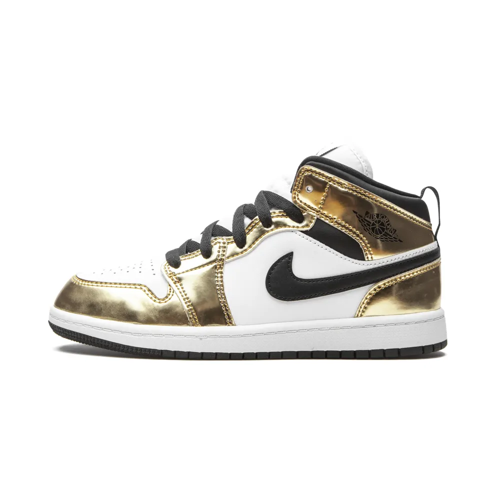 Jordan 1 Mid Metallic Gold Black White (PS)